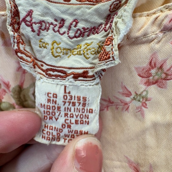 VTG April Cornell Floral Maxi Dress Women L Rayon Sleeveless Cottagecore Fairy - Picture 4 of 9